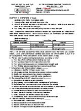 Kỳ thi học sinh giỏi cấp tỉnh THCS môn Tiếng Anh - Năm học 2021-2022 - Sở GD&ĐT Quảng Nam (Có hướng dẫn chấm)